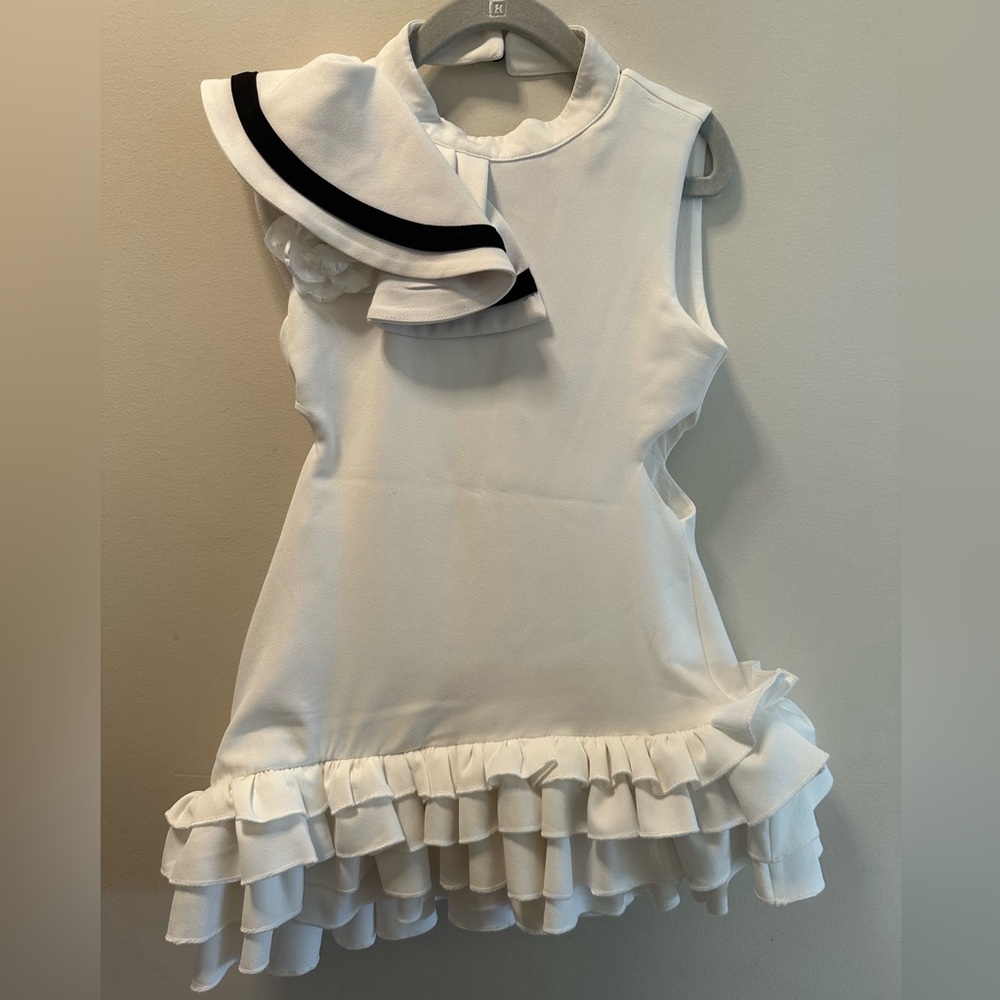 Petite Madison Kids White Ruffle Dress